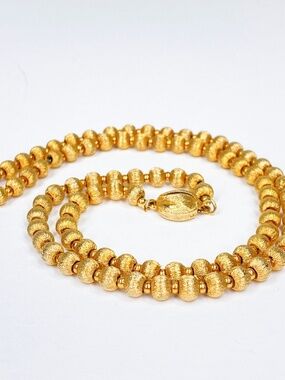 Solid Metal Gold-Tone Beaded Necklace vintage mid century retro 60s 50s